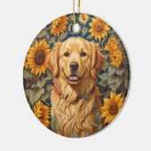 Golden Retriever Hund im Sonnenblumenfeld Keramik Ornament (Links)