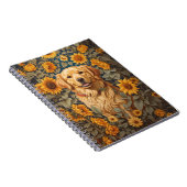 Golden Retriever Hund im Sonnenblumenfeld Notizblock (Rechte Seite)