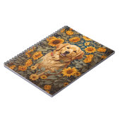 Golden Retriever Hund im Sonnenblumenfeld Notizblock (Linke Seite)