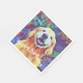 Golden Retriever Hund in lebhaften Farben Geburtst Serviette (Ecke)