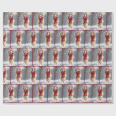 Golden Retriever Hund in Schneeflocken Geschenkpapier (Flach)