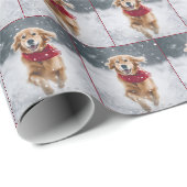 Golden Retriever Hund in Schneeflocken Geschenkpapier (Rolleneckpunkt)