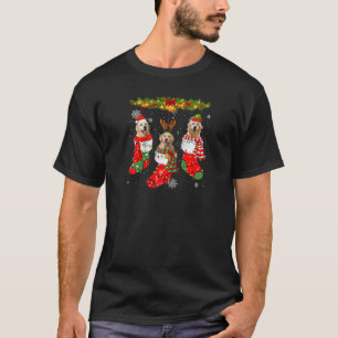 Golden Retriever Hund in Socken Weihnachtsleuchten T-Shirt