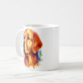 Golden Retriever Hund in Wasserfarbe Kaffeetasse (Vorderseite Links)