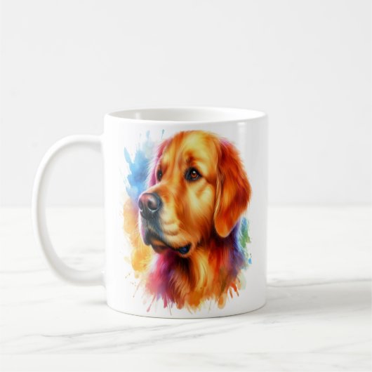 Golden Retriever Hund in Wasserfarbe Kaffeetasse (Links)
