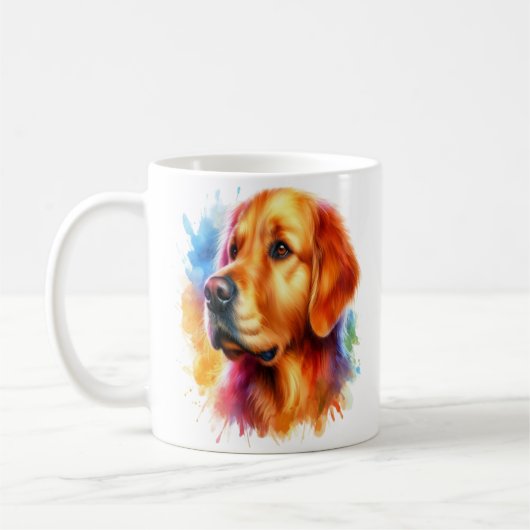Golden Retriever Hund in Wasserfarbe Kaffeetasse (Links)