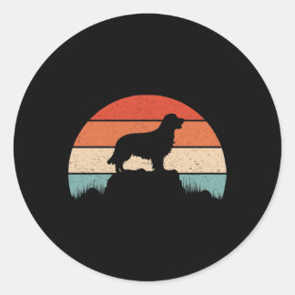 Golden Retriever Hund Lover Retro Sunset Runder Aufkleber