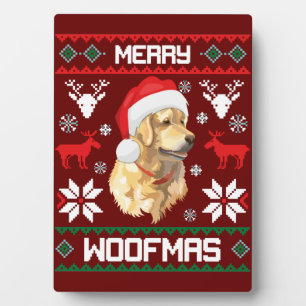 Golden Retriever Hund Merry Woofmas Weihnachten Sw Fotoplatte