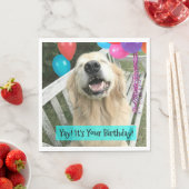 Golden Retriever Hund mit Balloons Geburtstag Serviette (Beispiel)