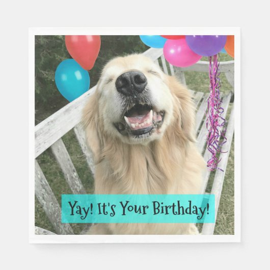 Golden Retriever Hund mit Balloons Geburtstag Serviette (Vorderseite)