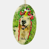 Golden Retriever Hund mit Blume Kronenwasser Farbe Keramikornament (Rechts)