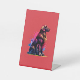 Golden Retriever Hund mit flacher Beschichtung Sockelschild