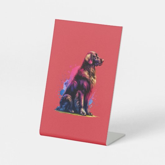 Golden Retriever Hund mit flacher Beschichtung Sockelschild (Vorderseite)