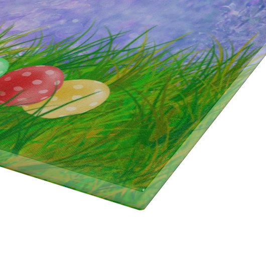 Golden Retriever Hund mit Ostereiern Bunny Chicks Schneidebrett (Ecke)