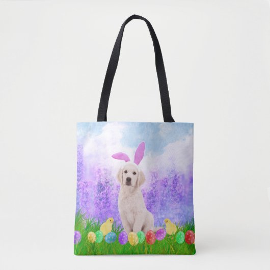 Golden Retriever Hund mit Ostereiern Bunny Chicks Tasche (Vorderseite)