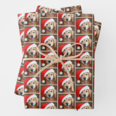 Golden Retriever Hund mit roter Weihnachtsmannmütz Geschenkpapier Set (Beispiel)