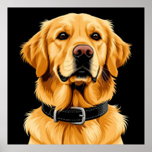 Golden Retriever Hund mit schwarzem Halsband Poster
