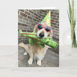 Golden Retriever Hund mit Toy Happy Birthday Karte