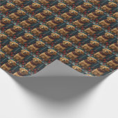 Golden Retriever Hund mit Weihnachtsgeschenk Kamin Geschenkpapier (Ecke)