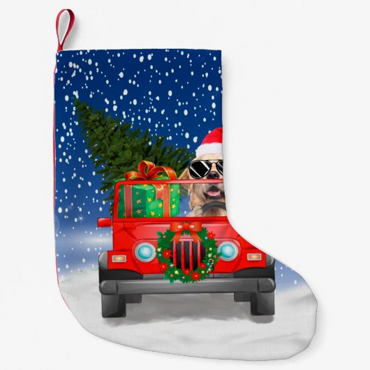 Golden Retriever Hund mit Weihnachtsgeschenken Kleiner Weihnachtsstrumpf (Vorderseite)