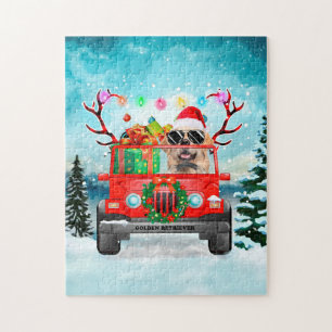 Golden Retriever Hund mit Weihnachtsgeschenken Puzzle