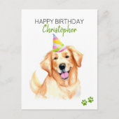 Golden Retriever Hund Personalisiert Happy Birthda Postkarte (Vorderseite)