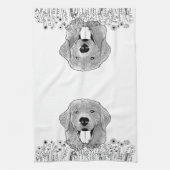 Golden Retriever Hund Personalisiert Zeichnend Han Geschirrtuch (Vertikal)