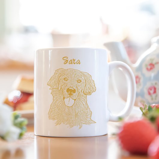 Golden Retriever Hund Personalisiert Zeichnend Han Kaffeetasse