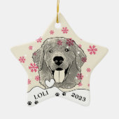 Golden Retriever Hund Personalisiert Zeichnend Han Keramik Ornament (Vorne)