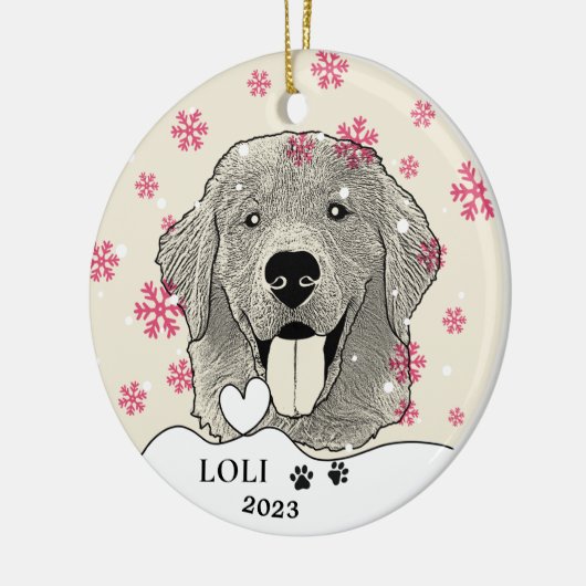 Golden Retriever Hund Personalisiert Zeichnend Han Keramik Ornament (Links)