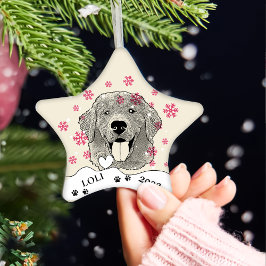 Golden Retriever Hund Personalisiert Zeichnend Han Keramik Ornament
