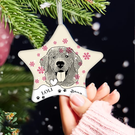 Golden Retriever Hund Personalisiert Zeichnend Han Keramik Ornament