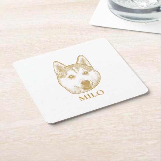 Golden Retriever Hund personalisiert Zeichnend Han Rechteckiger Pappuntersetzer (angewinkelt)