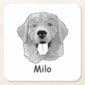 Golden Retriever Hund Personalisiert Zeichnend Han Rechteckiger Pappuntersetzer (Vorderseite)