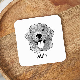 Golden Retriever Hund Personalisiert Zeichnend Han Rechteckiger Pappuntersetzer
