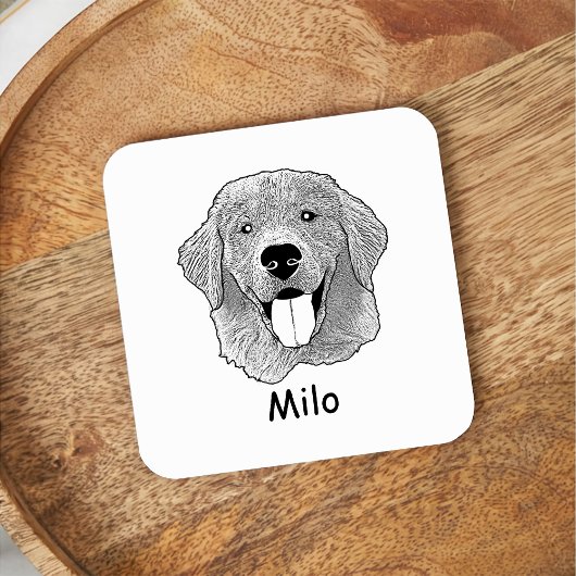 Golden Retriever Hund Personalisiert Zeichnend Han Rechteckiger Pappuntersetzer