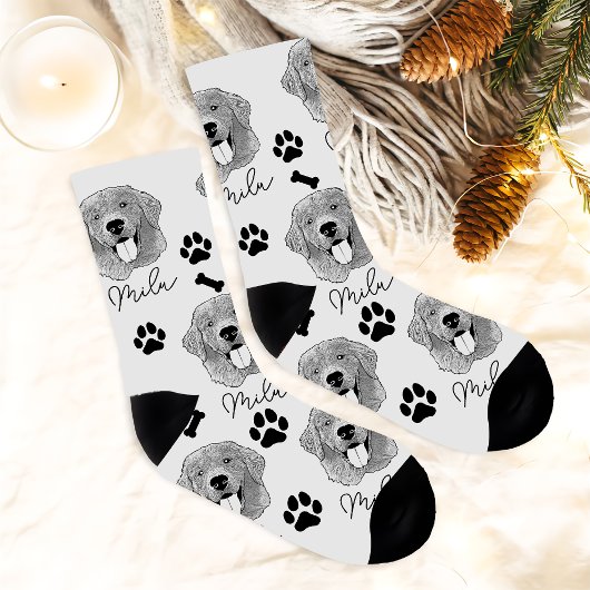 Golden Retriever Hund Personalisiert Zeichnend Han Socken