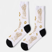 Golden Retriever Hund Personalisiert Zeichnend Han Socken (Linkes Detail)