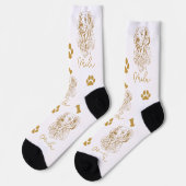 Golden Retriever Hund Personalisiert Zeichnend Han Socken (Linkes Detail)