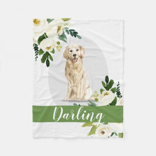 Golden Retriever Hund personalisierte Wasserfarbe Fleecedecke (Vorderseite)