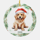 Golden Retriever Hund Personalisierter Urlaub Keramikornament (Hinten)