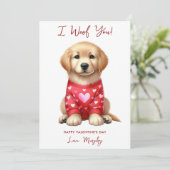 Golden Retriever Hund Personalisierter Valentinsta Feiertagskarte (Stehend Vorderseite)
