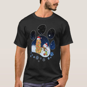 Golden Retriever Hund Pfote Weihnachten Schneemann T-Shirt