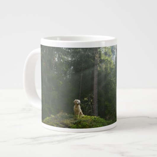 Golden Retriever Hund| Pinienwald Jumbo-Tasse (Vorderseite Links)