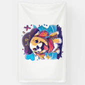 Golden Retriever Hund Pirate Banner (Vertikal)