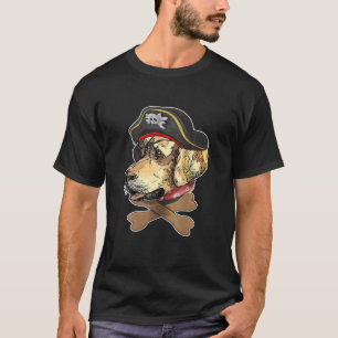 Golden Retriever Hund Pirate Bone Funny Halloween T-Shirt