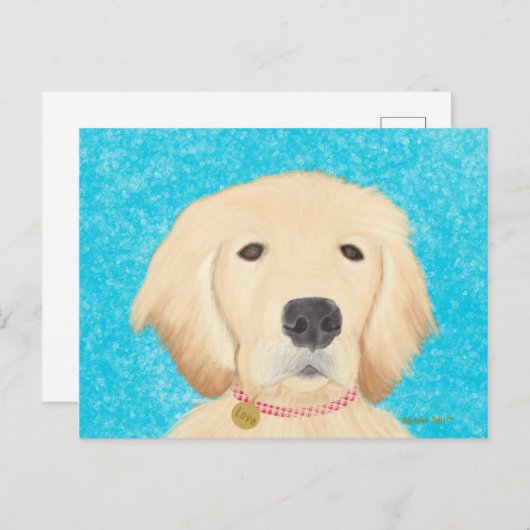 Golden Retriever Hund Postcard Blaues Wasser Postkarte (Vorne/Hinten)