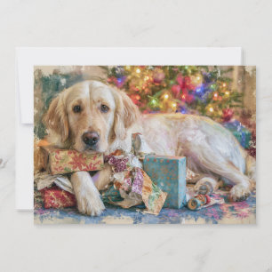 Golden Retriever Hund präsentiert Weihnachten