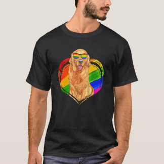 Golden Retriever Hund Regenbogen Herz Haustier G T-Shirt
