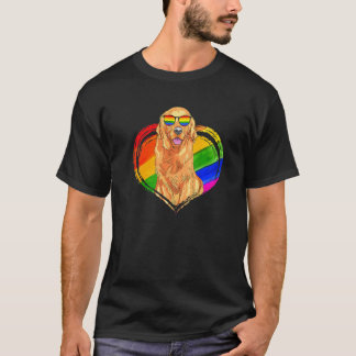 Golden Retriever Hund Regenbogen Herz Haustier Sch T-Shirt